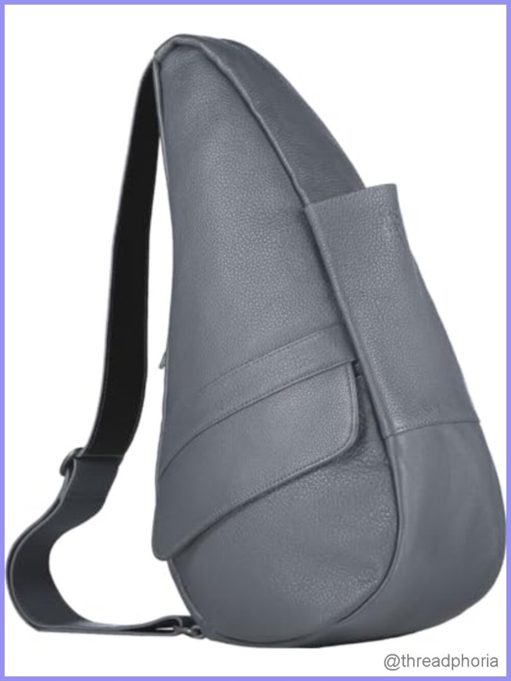 Leather Crossbody Sling Ergonomic Teardrop Shape 15 Inch Non-Slip